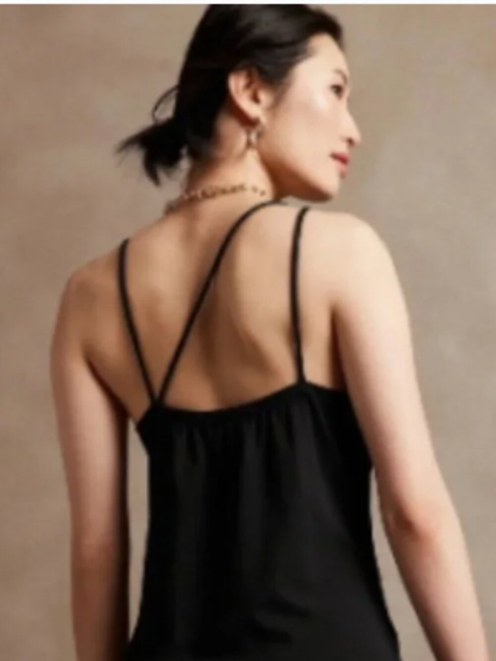 Banana Republic Factory Asymmetric Spaghetti Strap Tank Top Size‎ Small Black